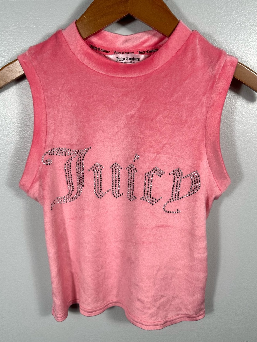 Juicy Couture Women's Pink Crystal Logo Sleeveless Sleepwear Tank Top Size Small